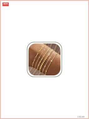 14K Gold Plated Stackable Bracelet Set Paperclip Chain Thin Link Women Dainty